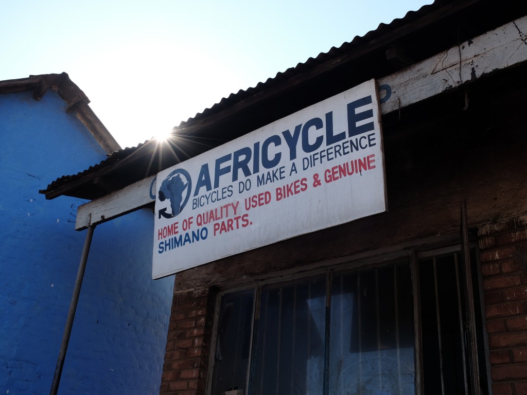 Africycle Shop Sign in Zomba